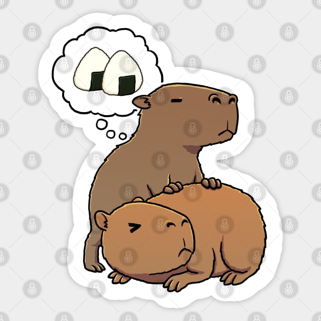 Capybara hungry for Rice Balls Sticker by capydays